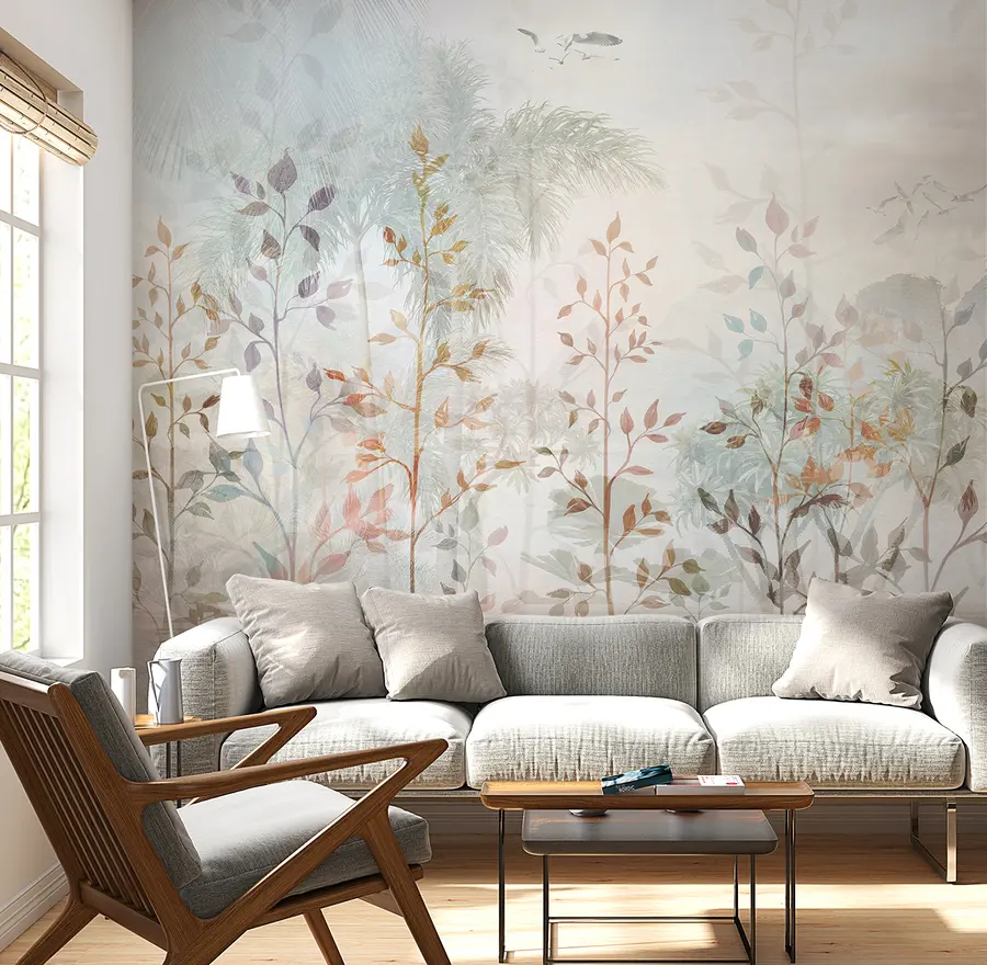 murales de pared paisaje con plantas y arboles u96446