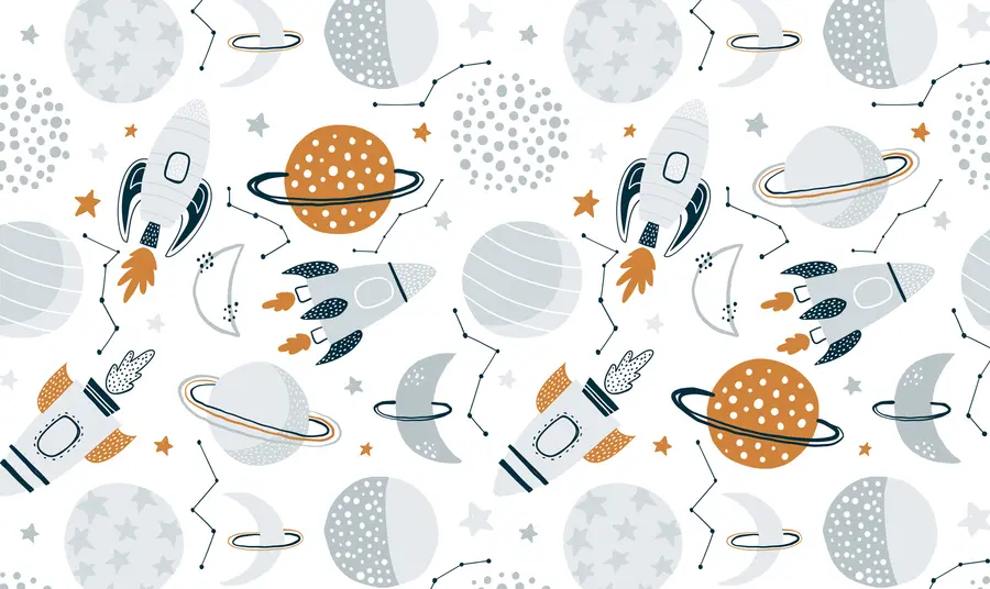 murales de pared Espacio con planetas, estrellas, constelaciones, cohetes, naves espaciales u96582