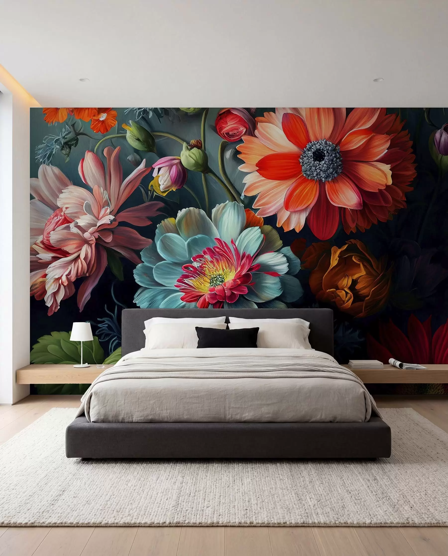 murales de pared Noche de flores escarlata u96631