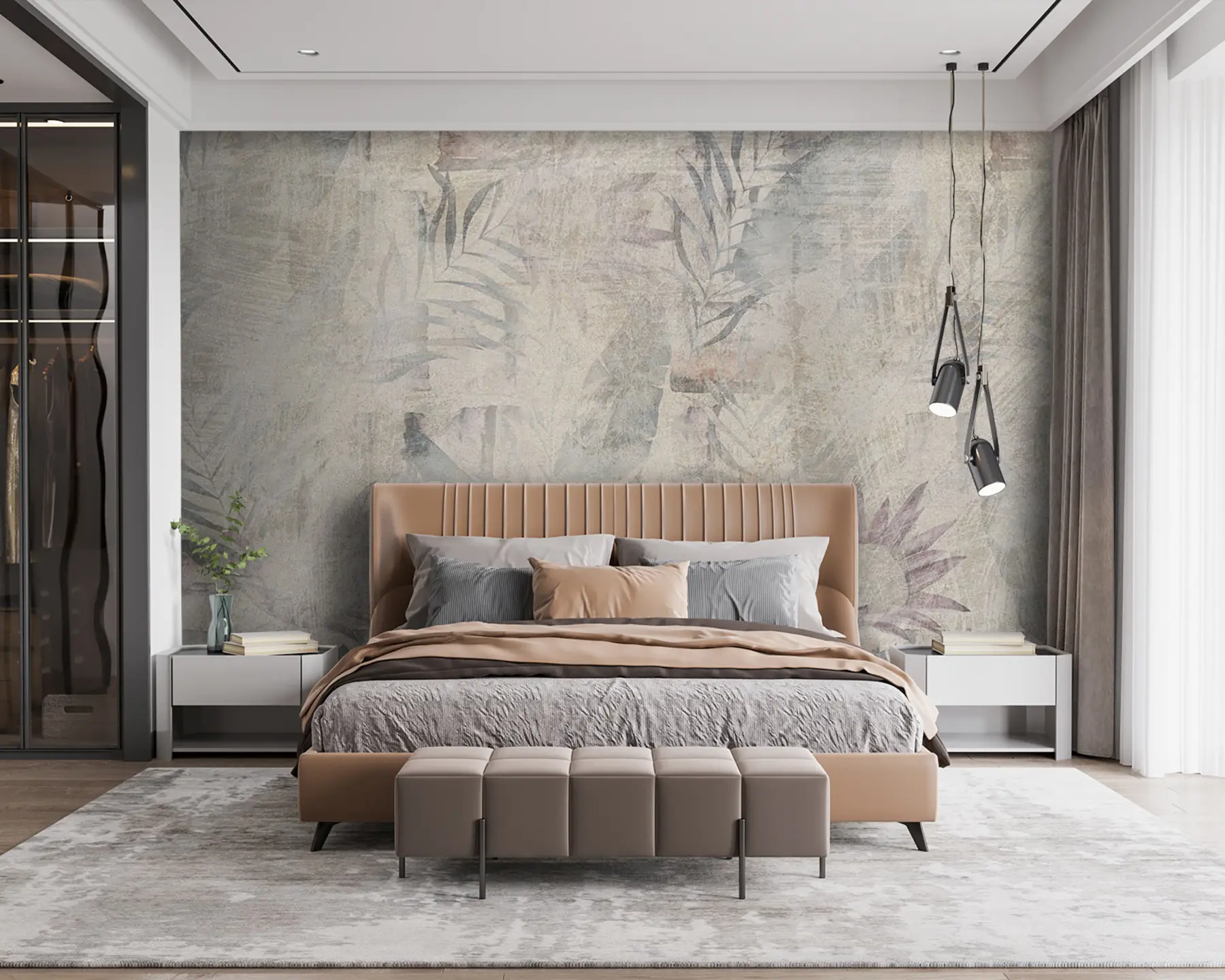murales de pared Loft de acuarelas tropicales u96807