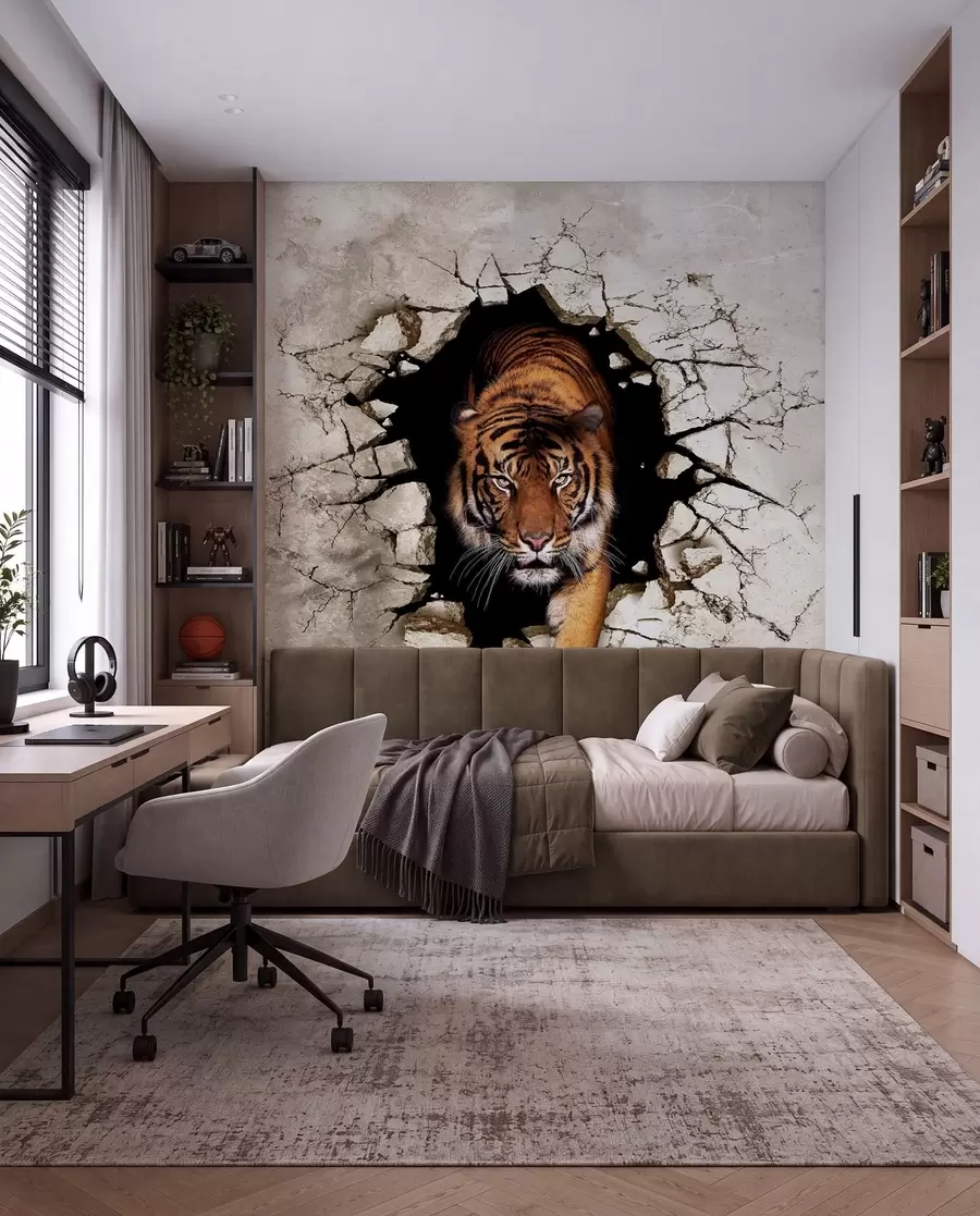 murales de pared Tigre atravesando el muro u97031