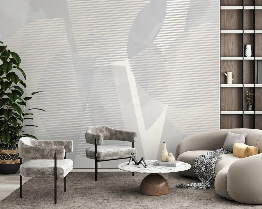 murales de pared Abstracción geométrica sobre un fondo de mármol en colores pastel u95373