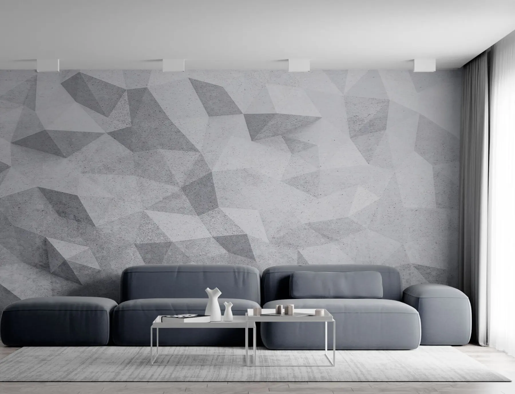 murales de pared Loft grunge de polígonos 3D abstractos u97336