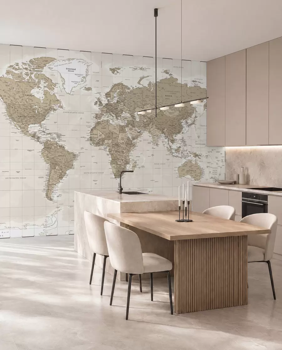 murales de pared Loft de mapa del mundo vintage u97342
