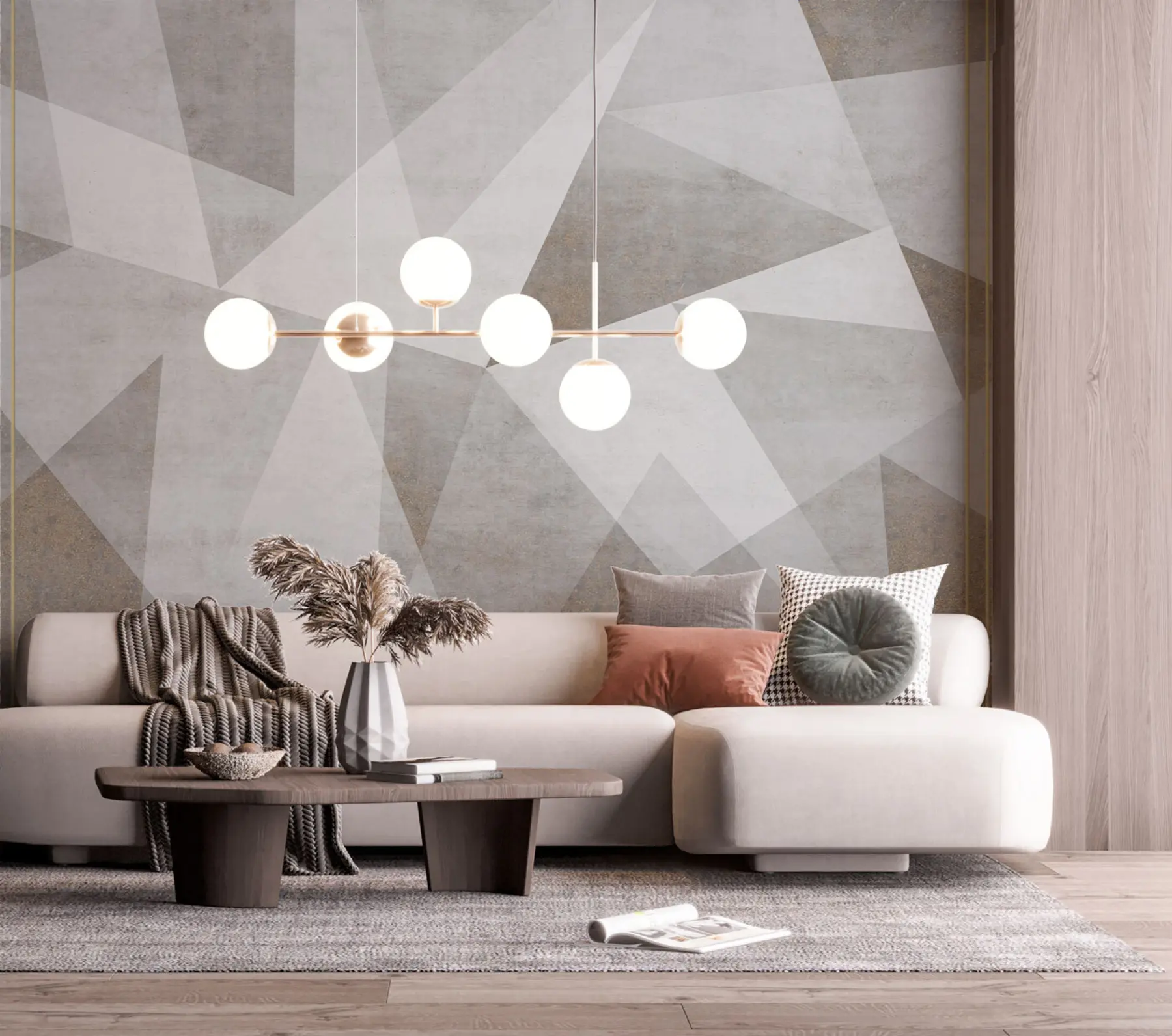 murales de pared Triángulos herméticos con líneas u97345