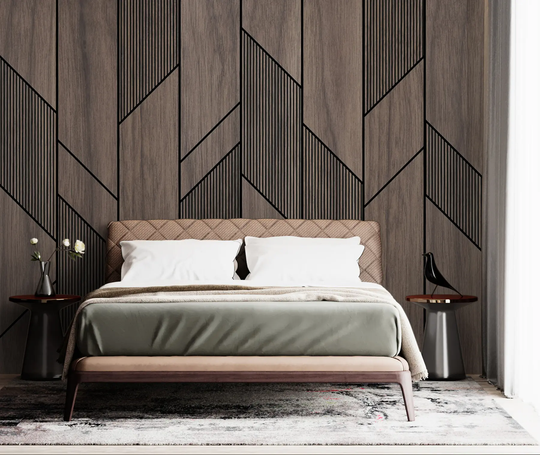 murales de pared Paneles geométricos con textura de madera u97427