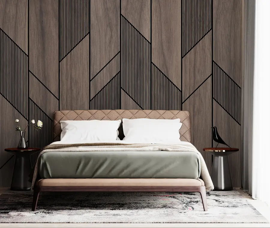 murales de pared Paneles geométricos con textura de madera u97427