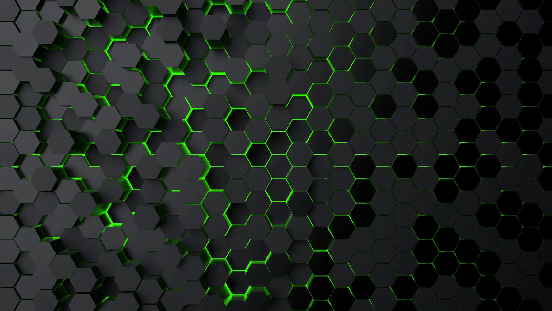 murales de pared Hexágonos negros y brillo verde u93618v1