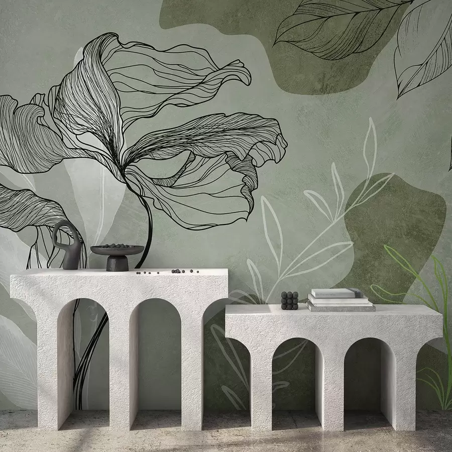 murales de pared Plantas de estilo boho en tonos verdes u71303v4