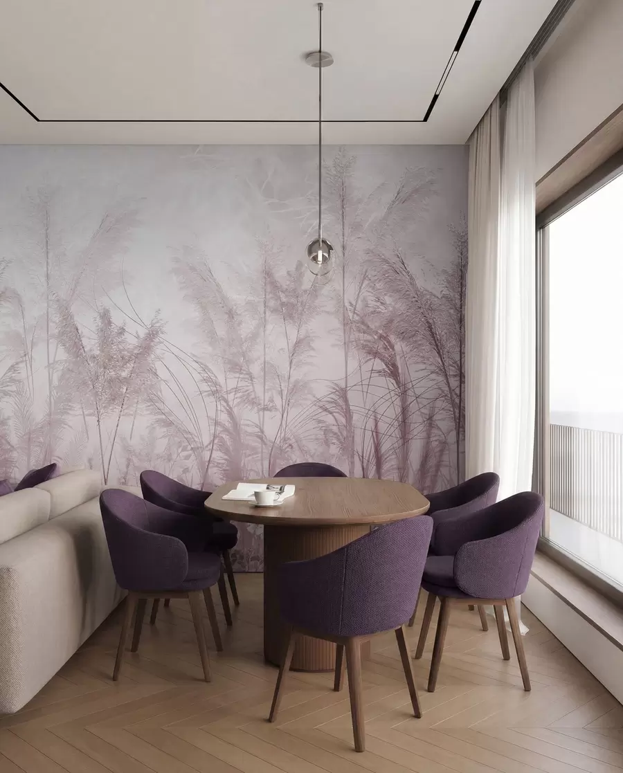 murales de pared Plantas altas en colores pastel en tonos morados u93903v2