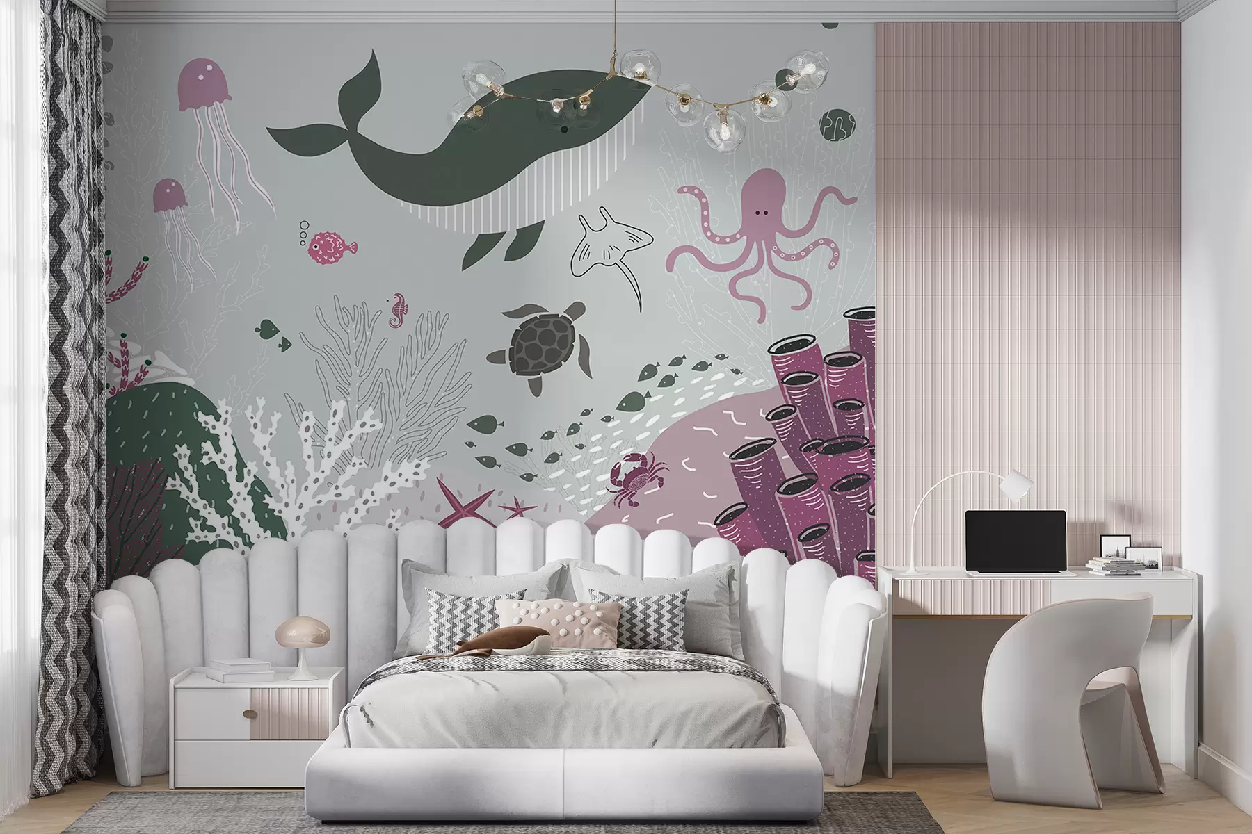 murales de pared Mundo submarino en colores negro y morado u93763v2