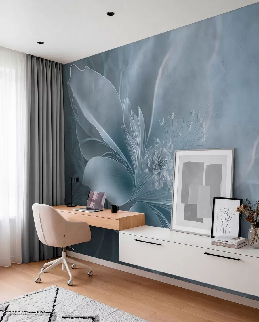 murales de pared Una flor muy delicada en tonos azules u93944v1