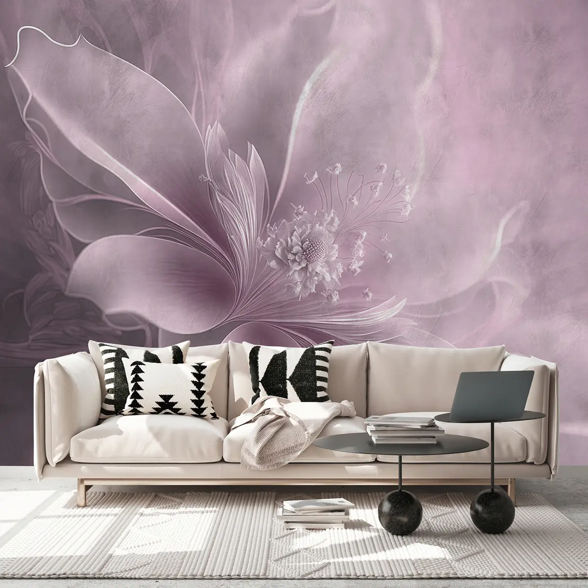 murales de pared Una flor muy delicada en tonos rosados u93944v2
