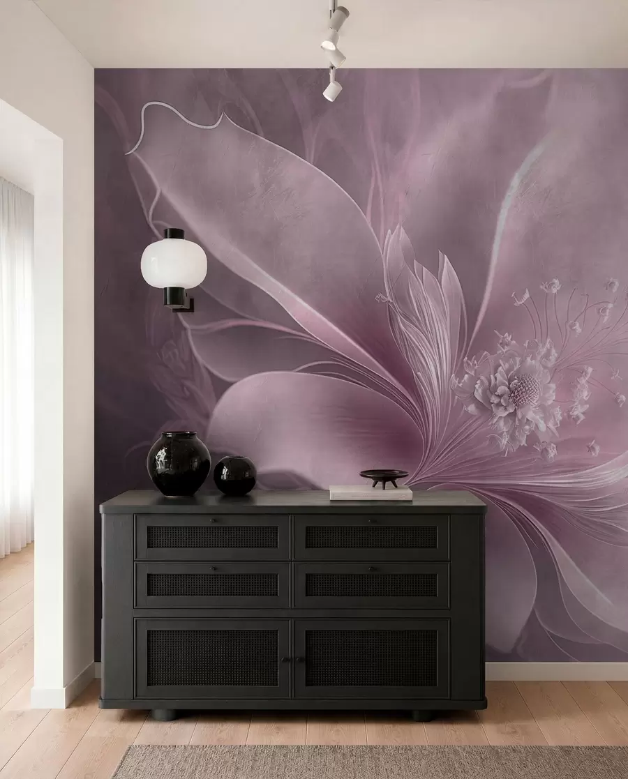 murales de pared Velo de pétalos malva u93944v2