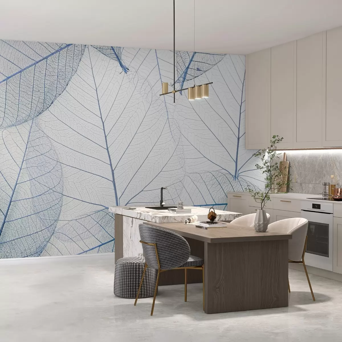 murales de pared Hojas transparentes de color azul u24439v1