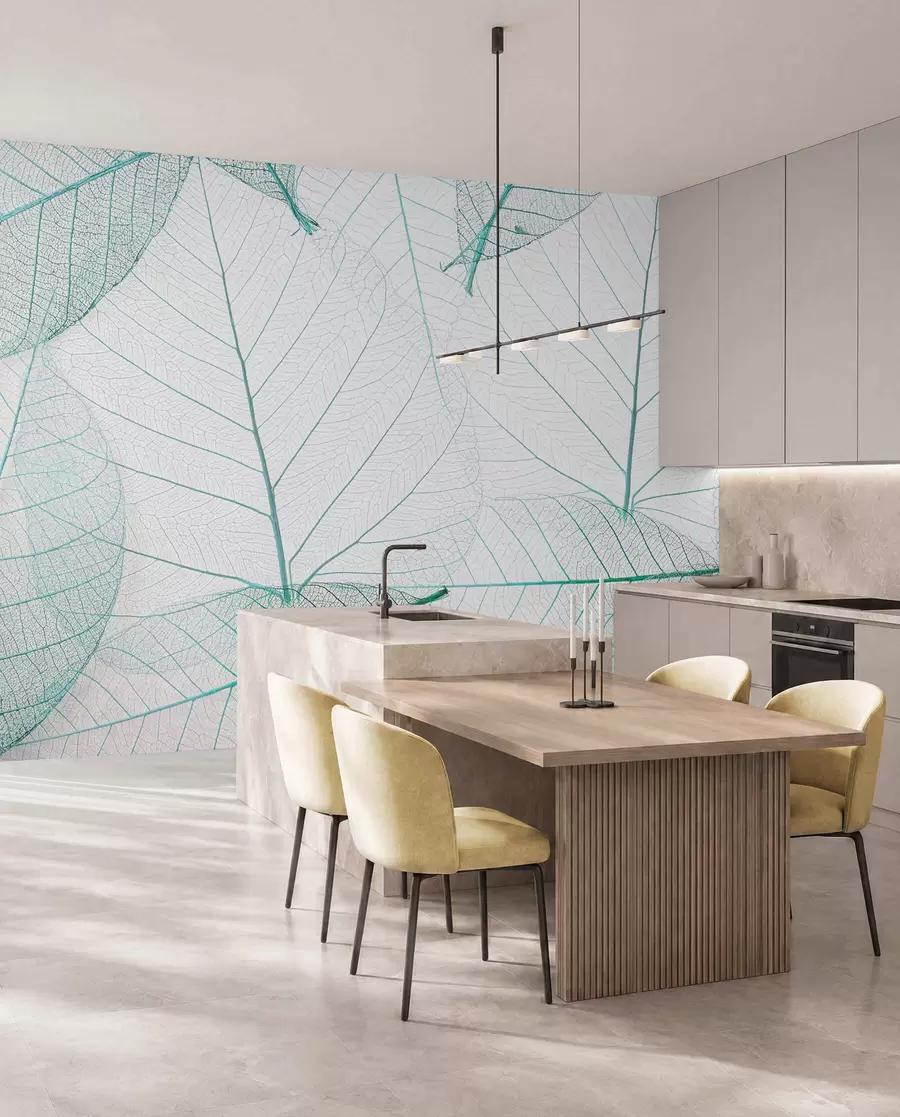 murales de pared Hojas transparentes de color verde u24439v3
