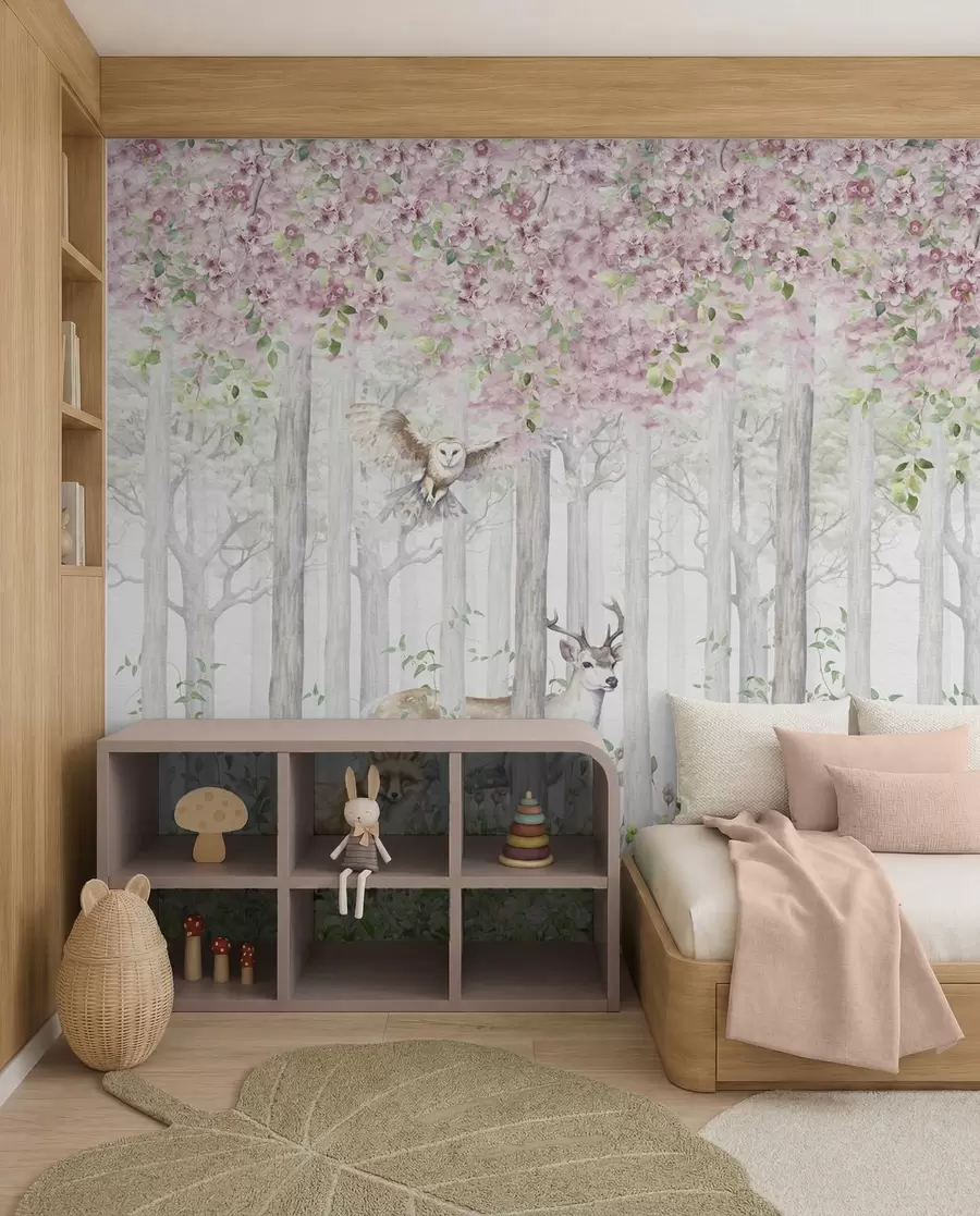 murales de pared Bosque florido en la bruma u97614