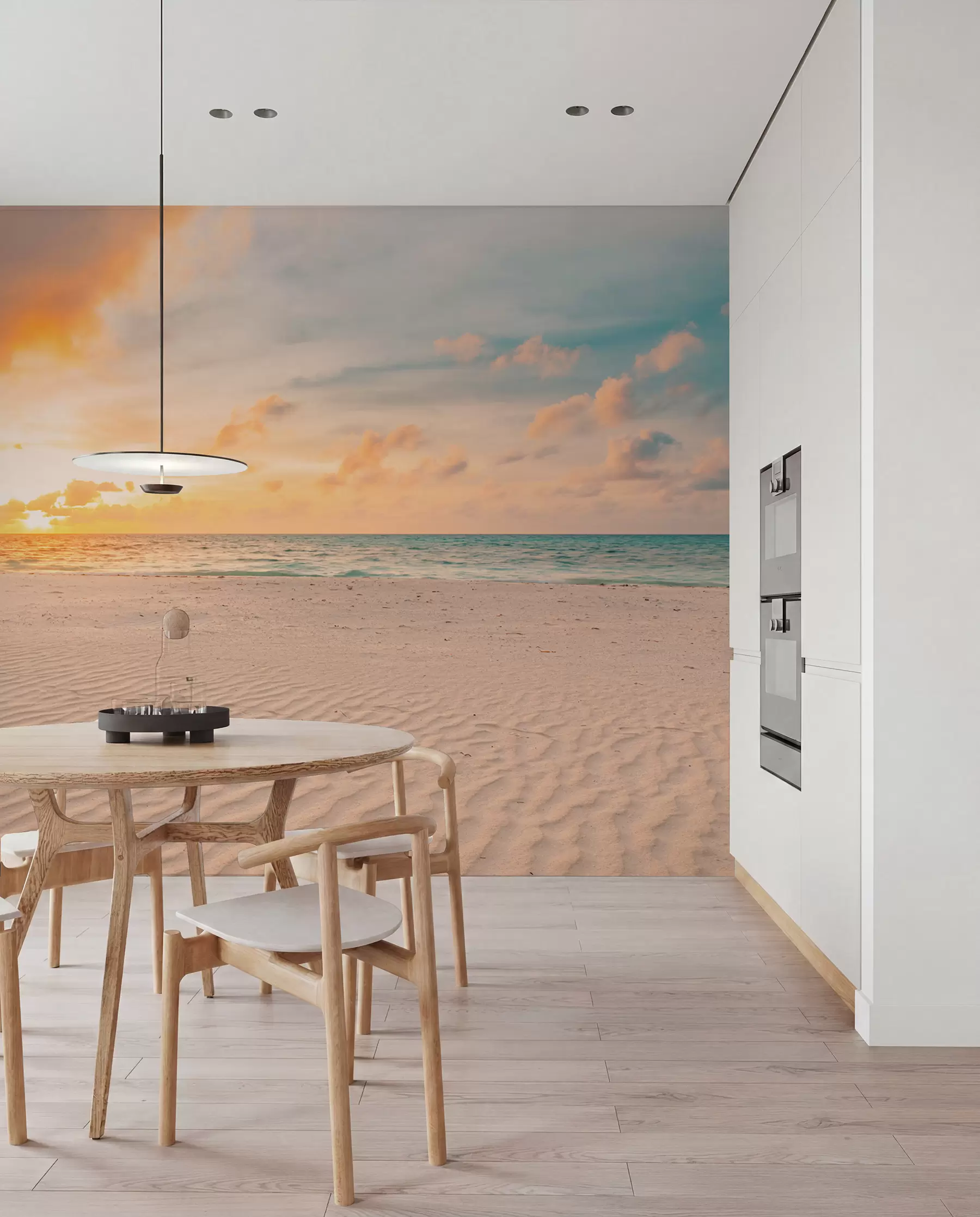 murales de pared Playa arena blanca mar y olas u97894