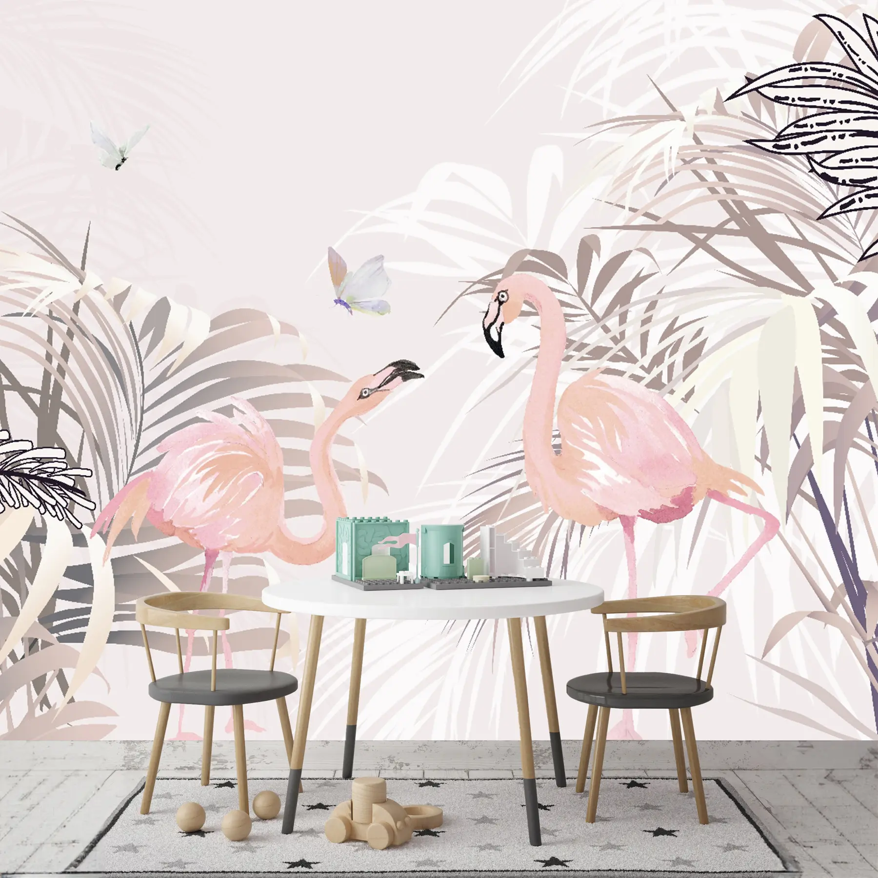 murales de pared Flamencos tropicales u35228