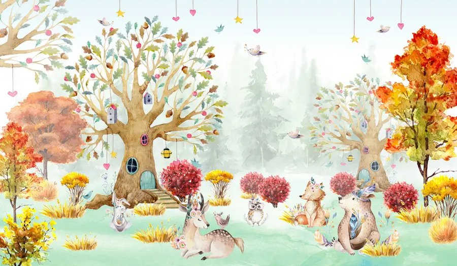 murales de pared Bosque con animales u98499