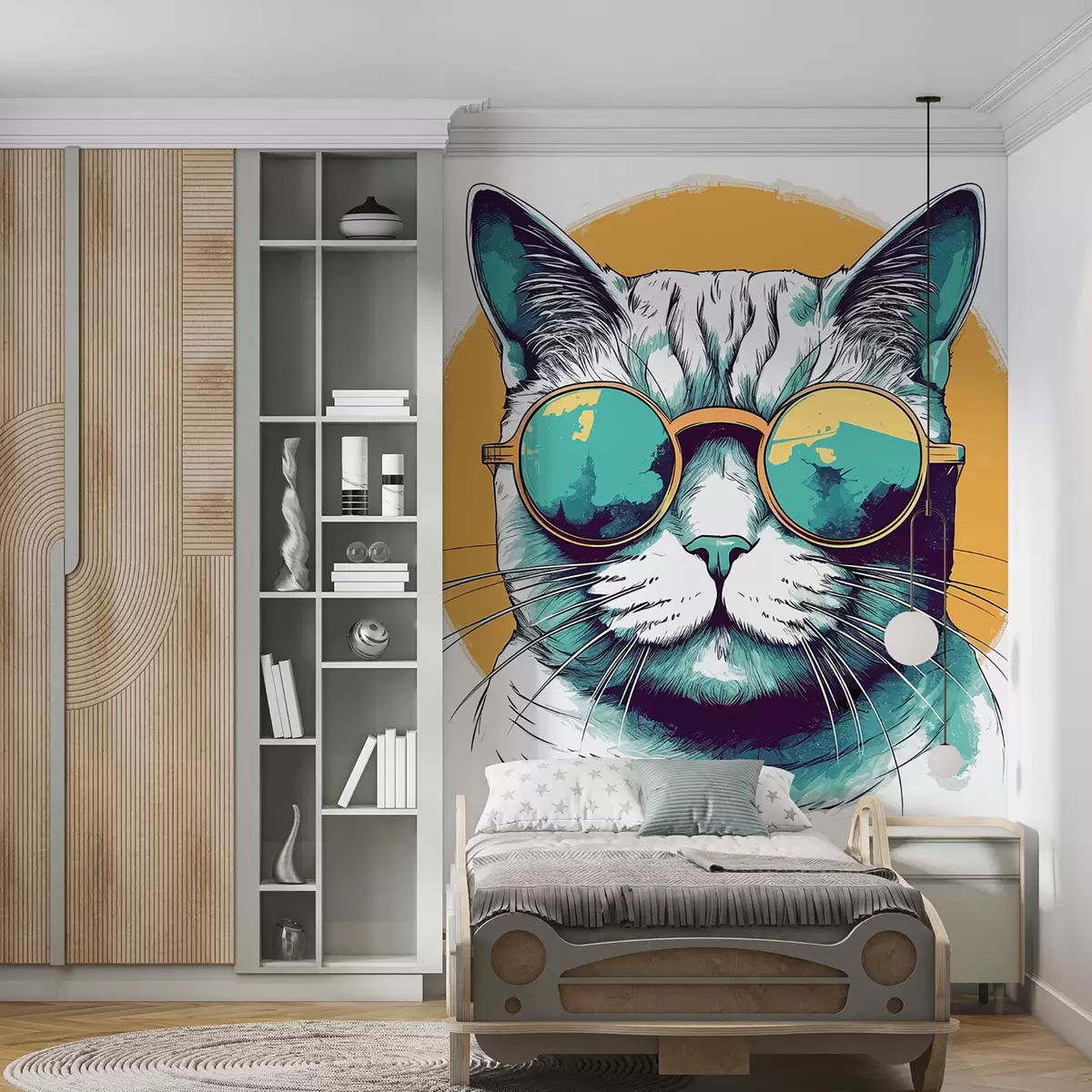murales de pared Gato con gafas doradas u98179