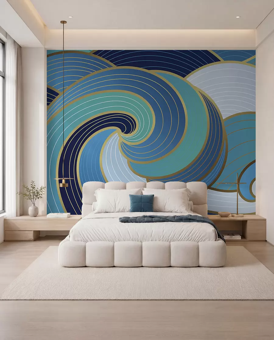 murales de pared Ritmo de olas azules u98590