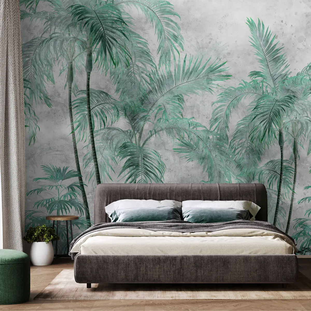 murales de pared Palmeras tropicales sobre un muro de hormigón u98586v1