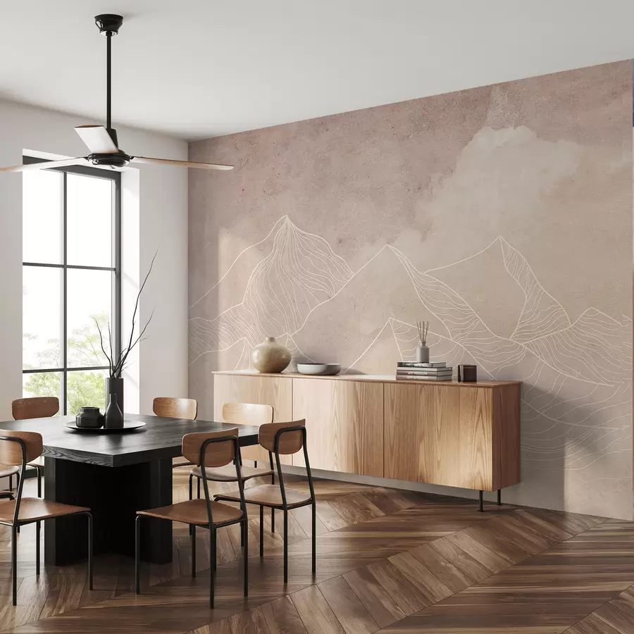 murales de pared Textura grunge con montañas abstractas, color beige, arte temático de la naturaleza u98839