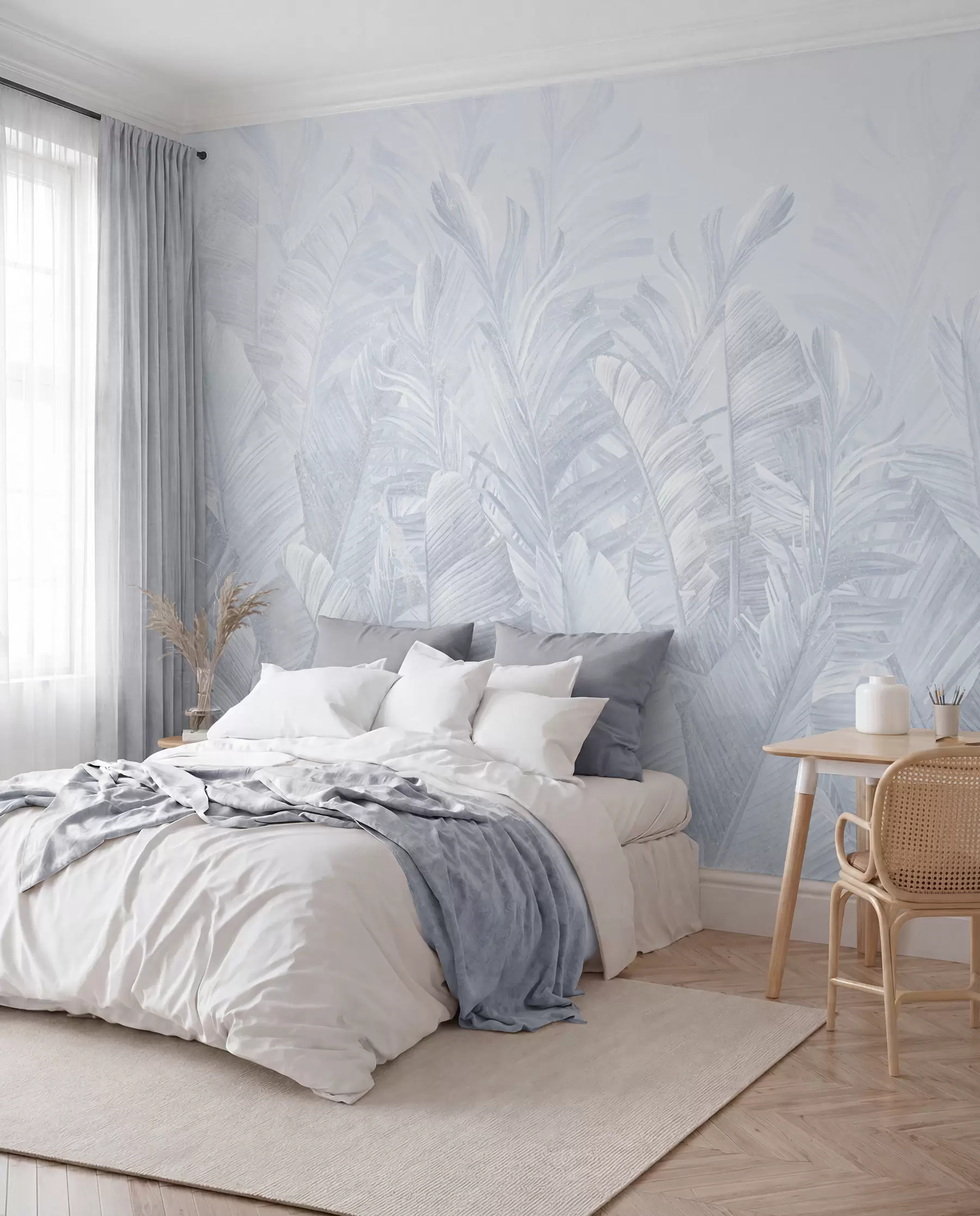 murales de pared Hojas azules tropicales de moda u98951v5