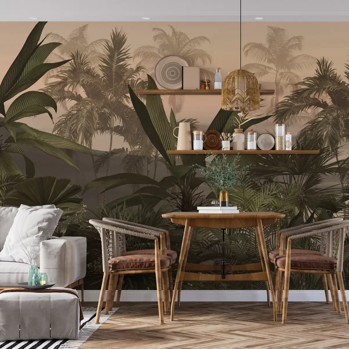 murales de pared Árboles y hojas tropicales u98975