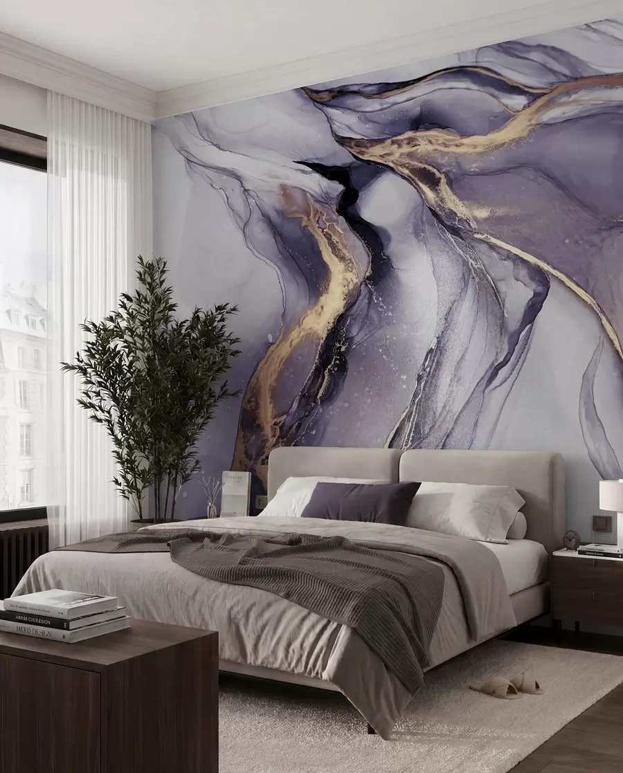 murales de pared Ríos de mármol amatista u18250v4
