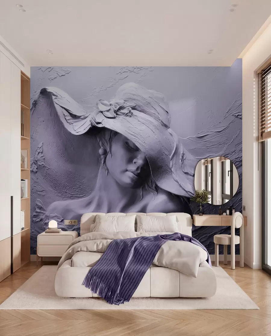 murales de pared Mujer con sombrero 3D u62592v3