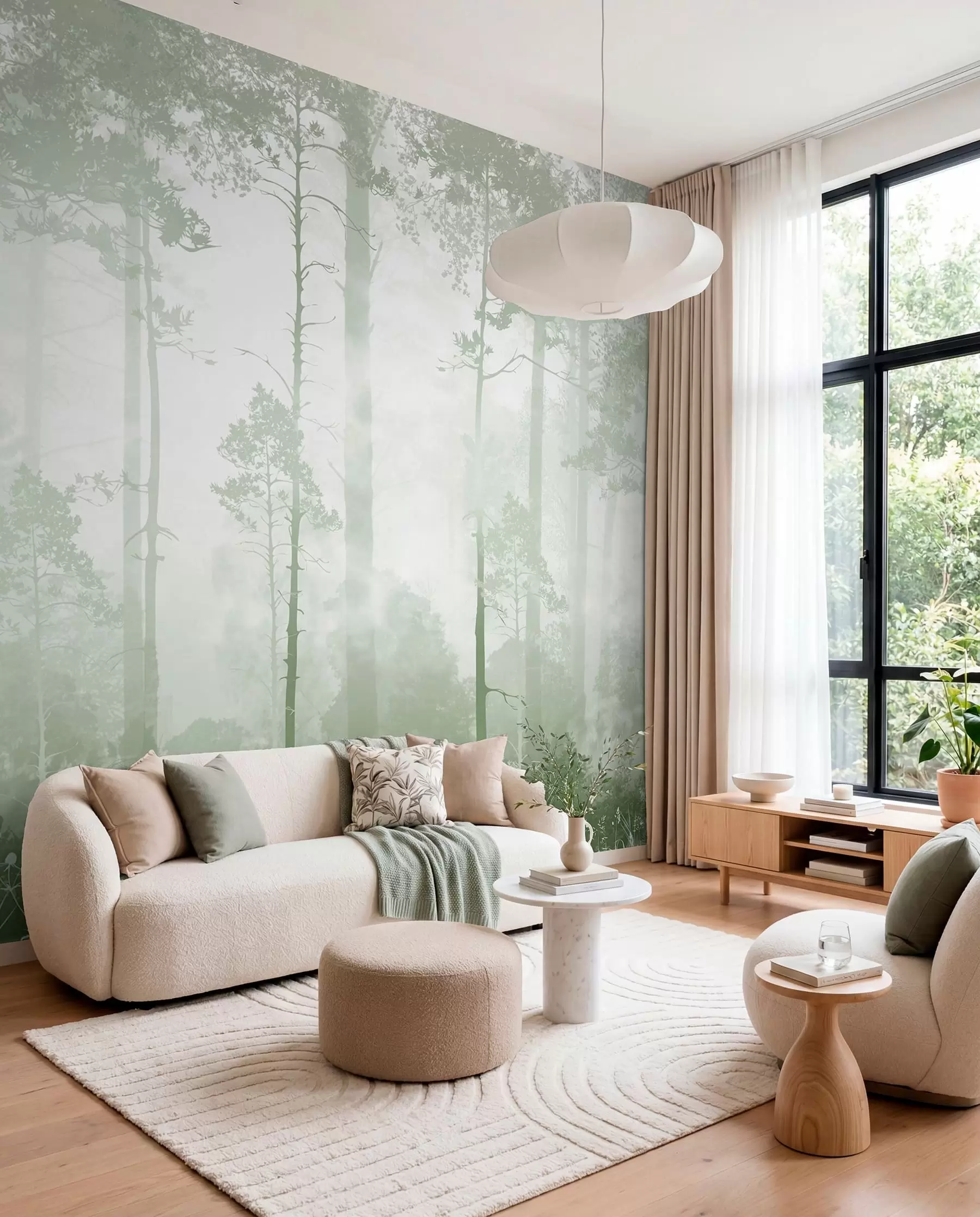 murales de pared Bosque con velo salvia u94439v2