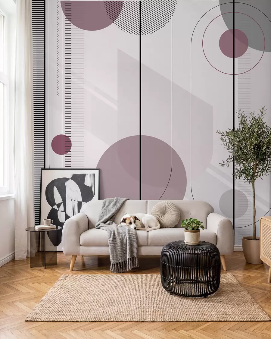 murales de pared Círculos rosas en hilos u95379v2