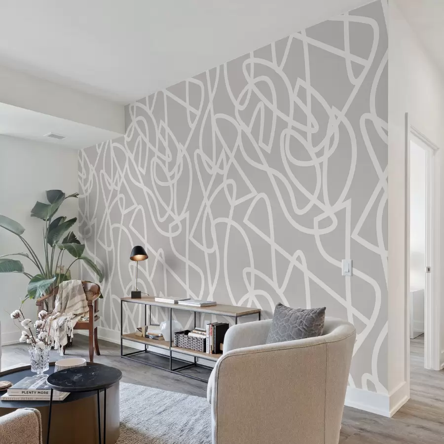 murales de pared Líneas de tendencia en estilo boho minimalista en gris u99097v4