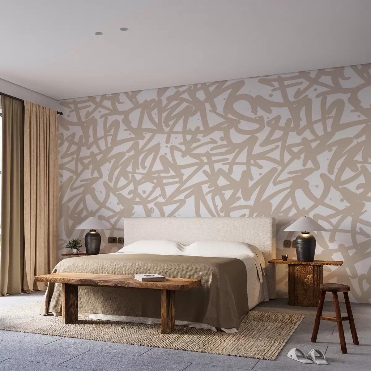 murales de pared Graffiti Emociones: Beige u99087v1