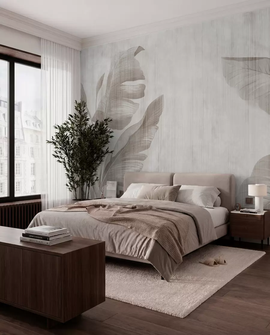 murales de pared Hojas tropicales en estilo grunge u00299d2
