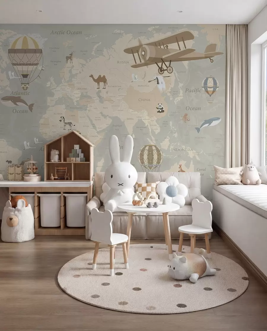 murales de pared Mapamundi con globos II u36066d2