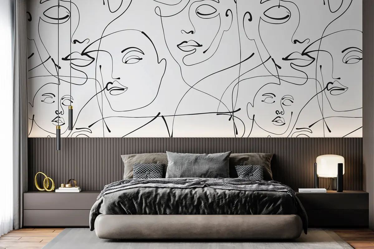 murales de pared Abstracción minimalista del retrato de una mujer u99013