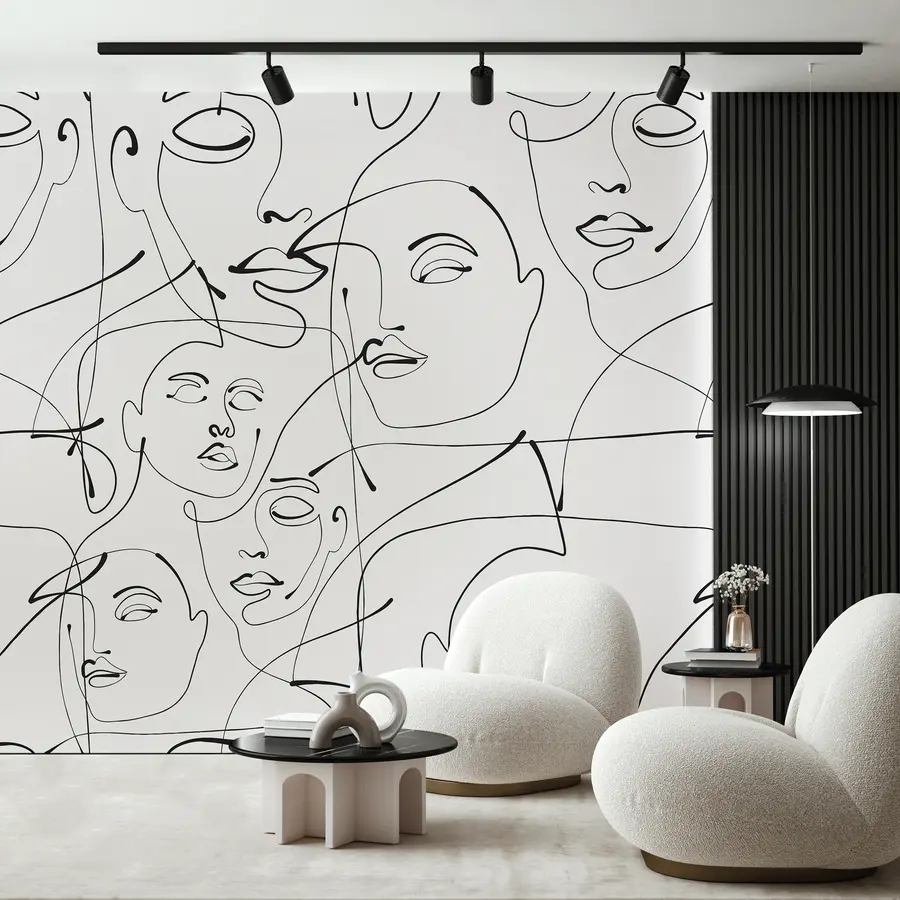 murales de pared Abstracción minimalista del retrato de una mujer u99013