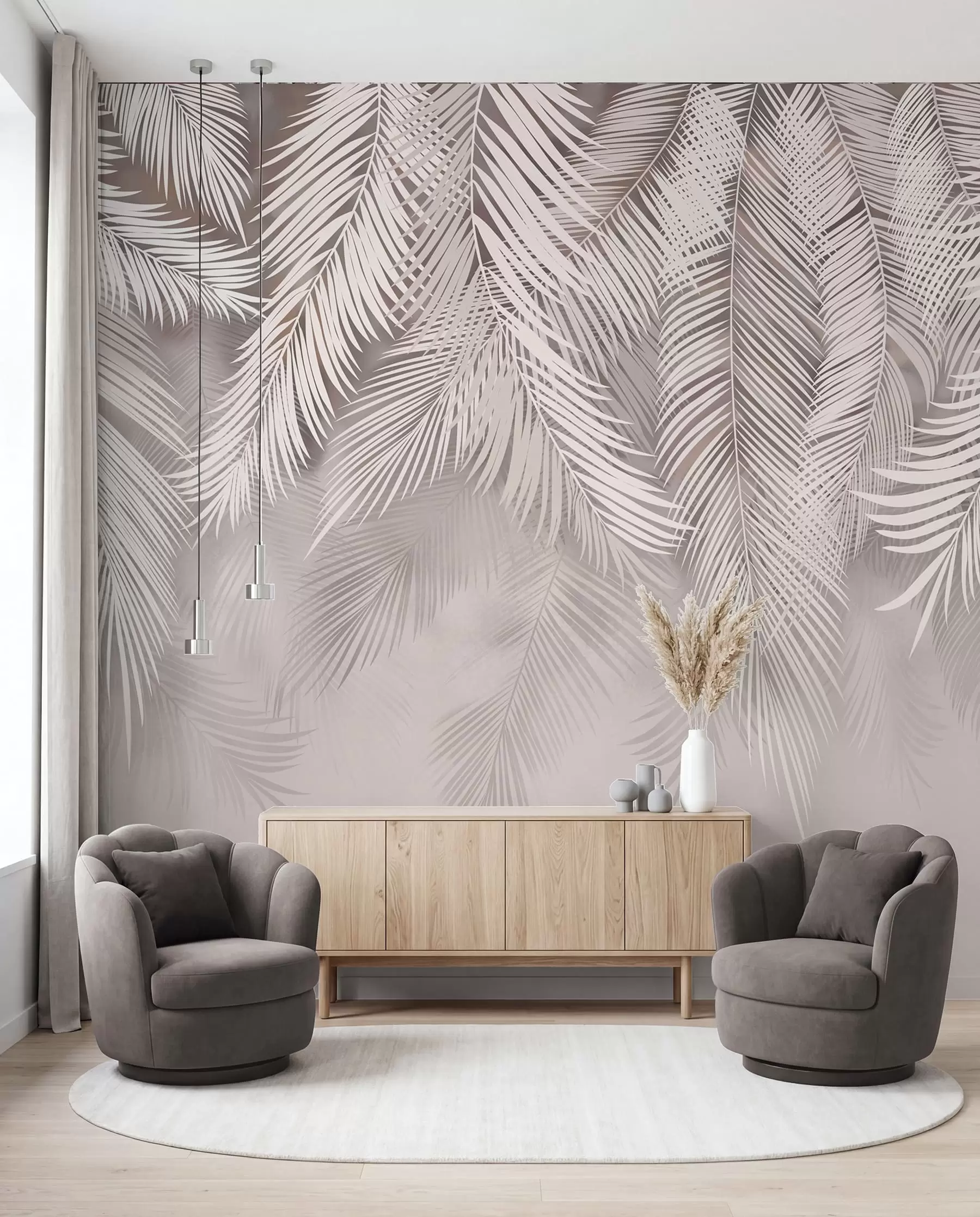 murales de pared Cortina de palmas rosas I u48556v5d1