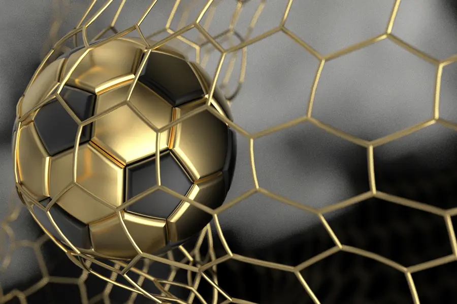 murales de pared Un balón de fútbol en la portería u73010d3