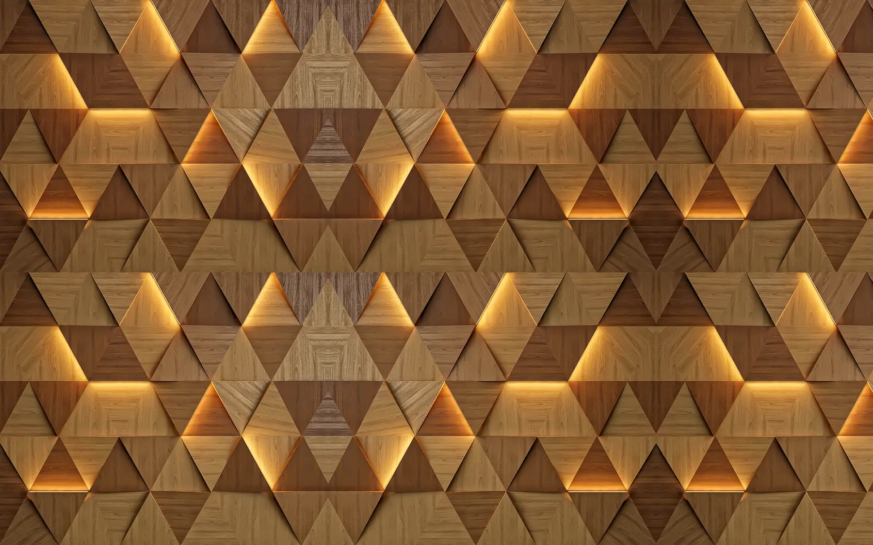 murales de pared Triángulos de madera clásicos con iluminación 3D u99280