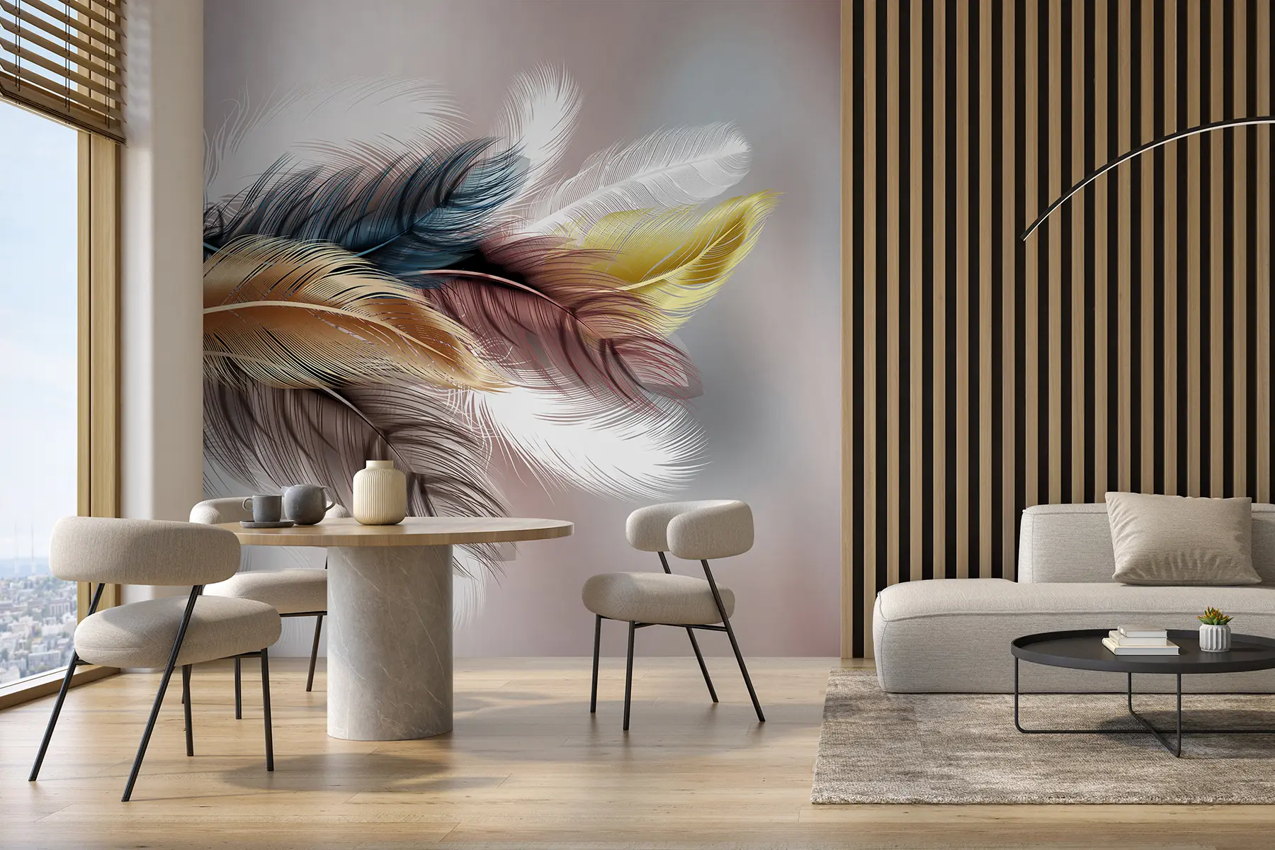 murales de pared Plumas de colores u41008d1
