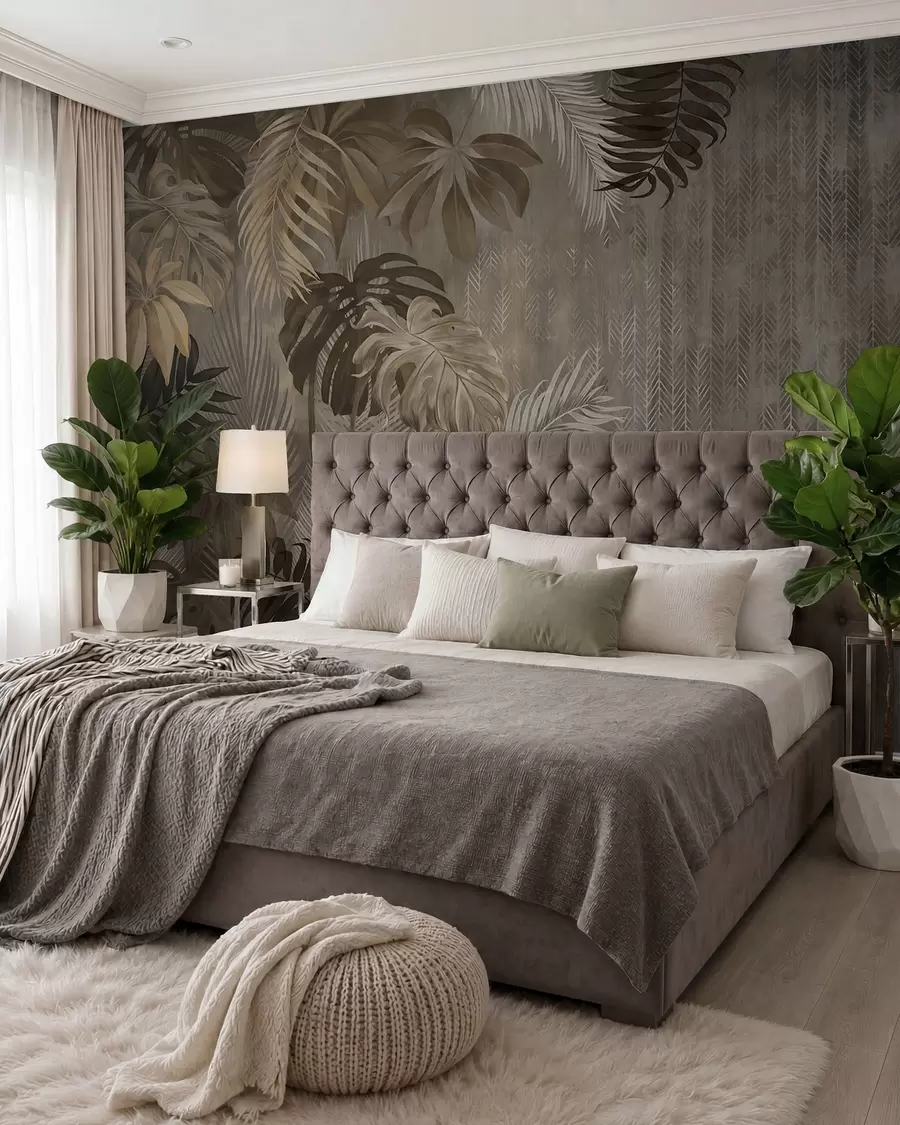 murales de pared Hojas tropicales en estilo grunge u97012d2