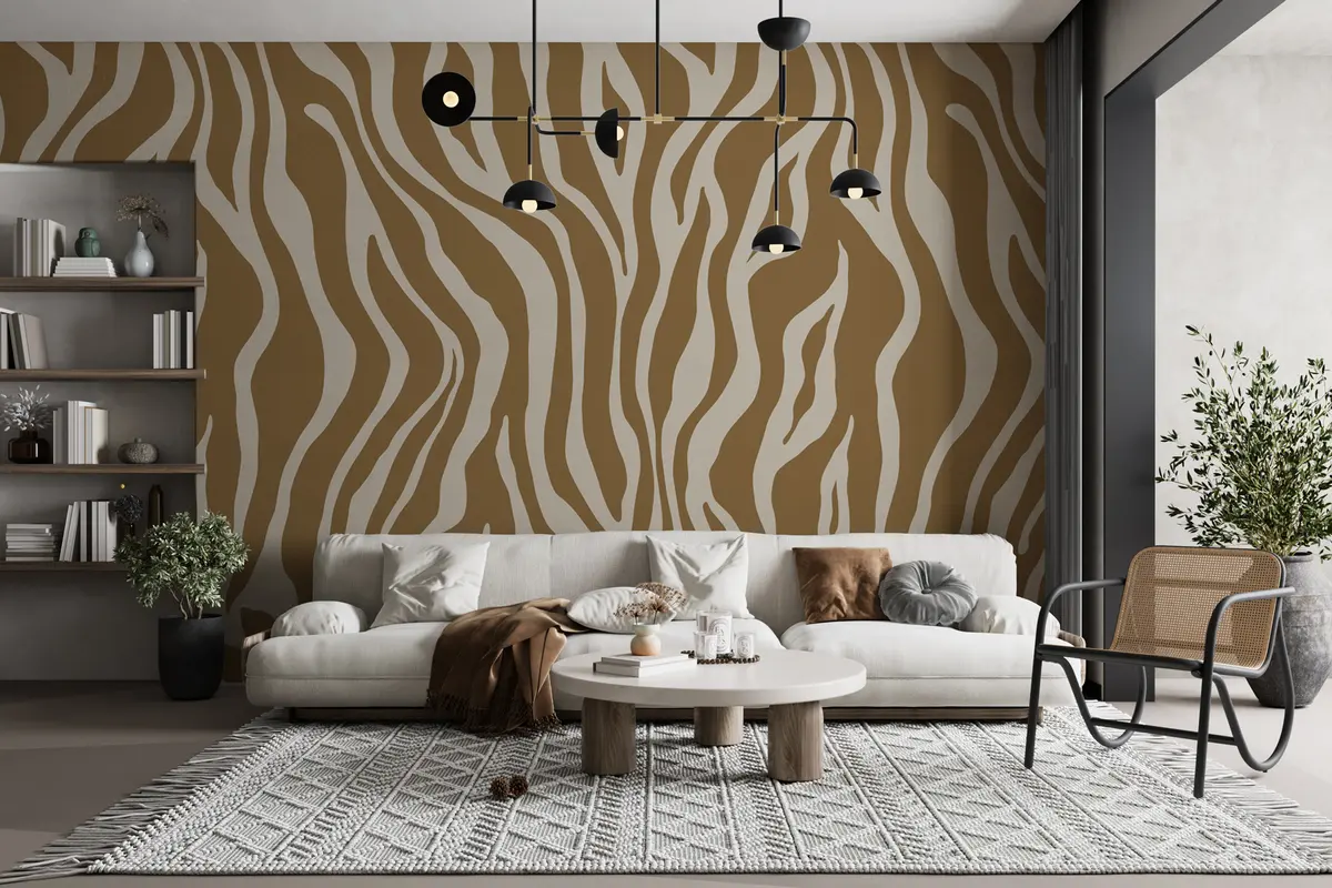 murales de pared Impresión vectorial de piel de cebra en colores marrón y blanco u99173