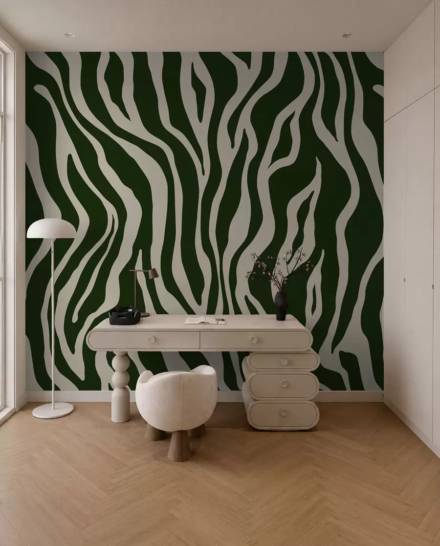 murales de pared Rayas de cebra verde bosque u99173v2