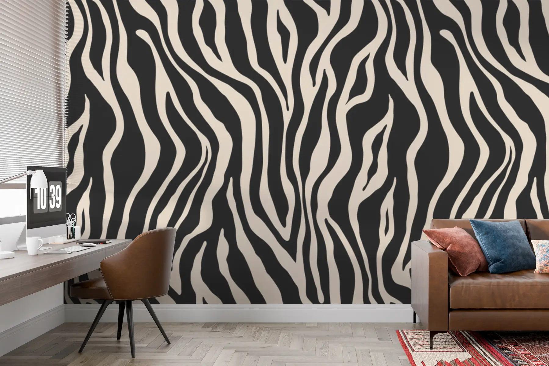murales de pared Impresión vectorial de piel de cebra en blanco y negro u99173v3